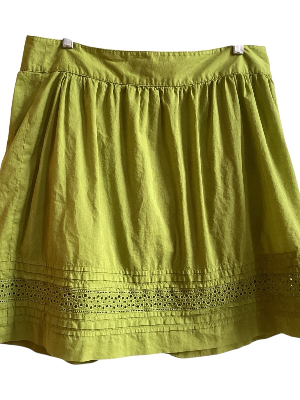Women's Lime Green Eyelet Hem Skirt Misses size 8